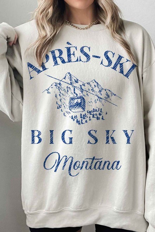 Apres Ski Big Sky Montana Oversized Sweatshirt - Emmie Gray Boutique