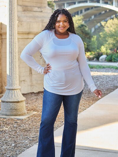 Basic Bae Full Size Round Neck Long Sleeve T-Shirt - Emmie Gray Boutique