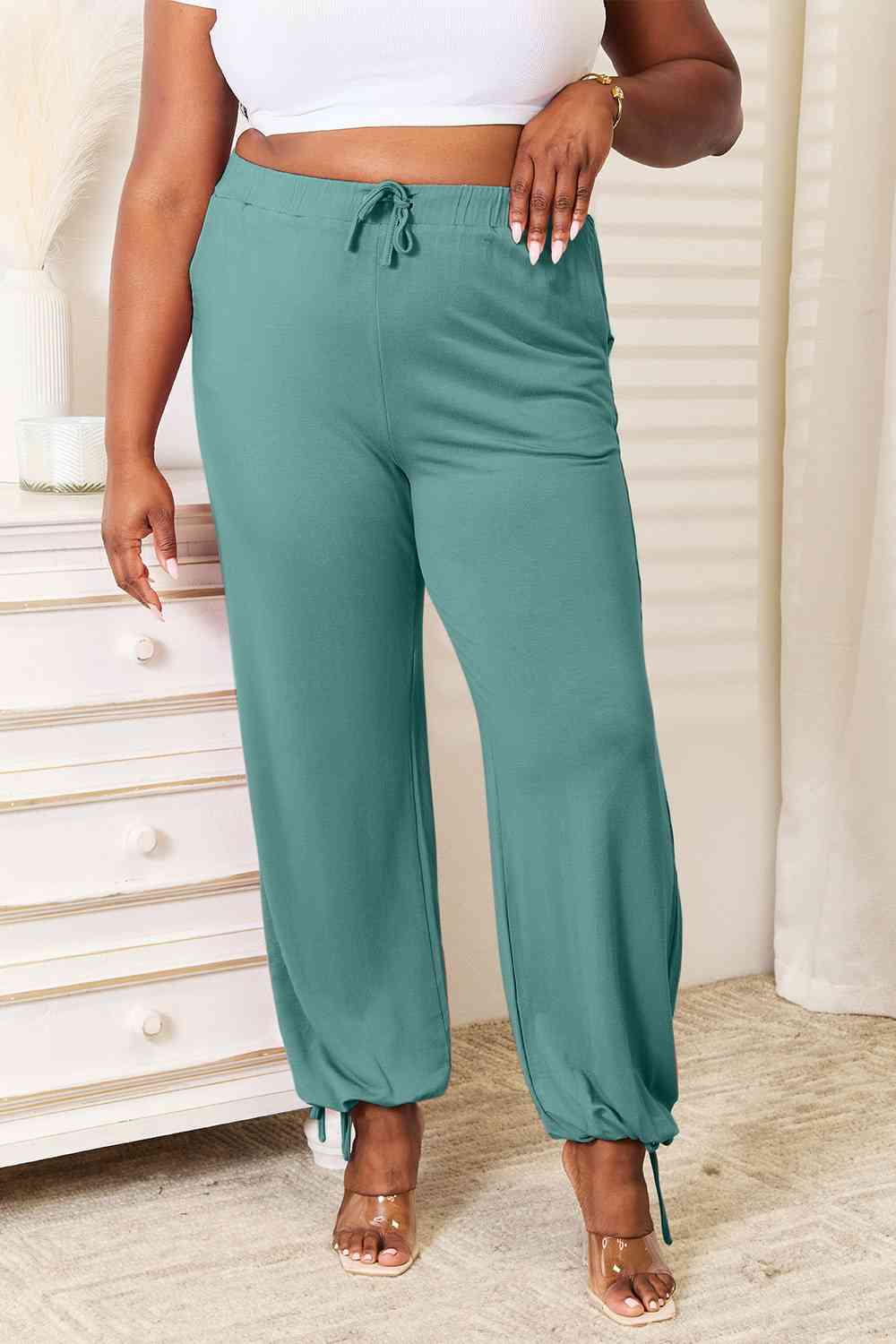 Basic Bae Full Size Soft Rayon Drawstring Waist Pants with Pockets - Emmie Gray Boutique