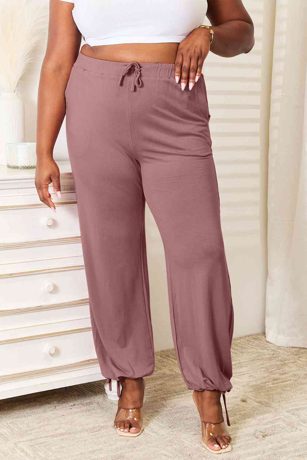 Basic Bae Full Size Soft Rayon Drawstring Waist Pants with Pockets - Emmie Gray Boutique