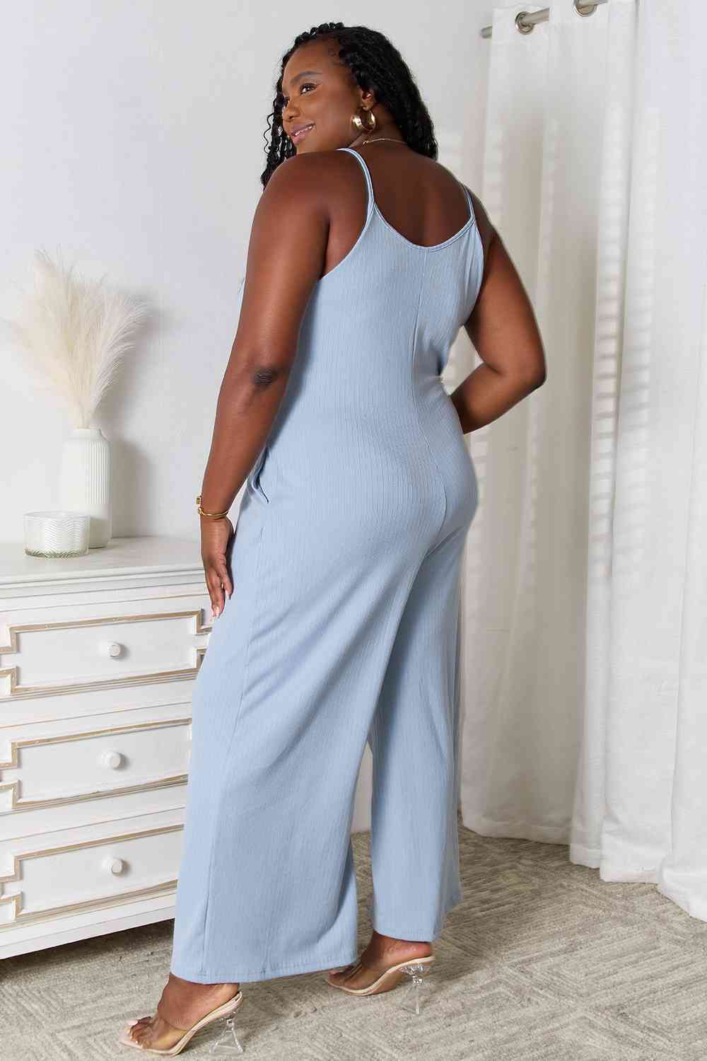 Basic Bae Full Size Spaghetti Strap V-Neck Jumpsuit - Emmie Gray Boutique