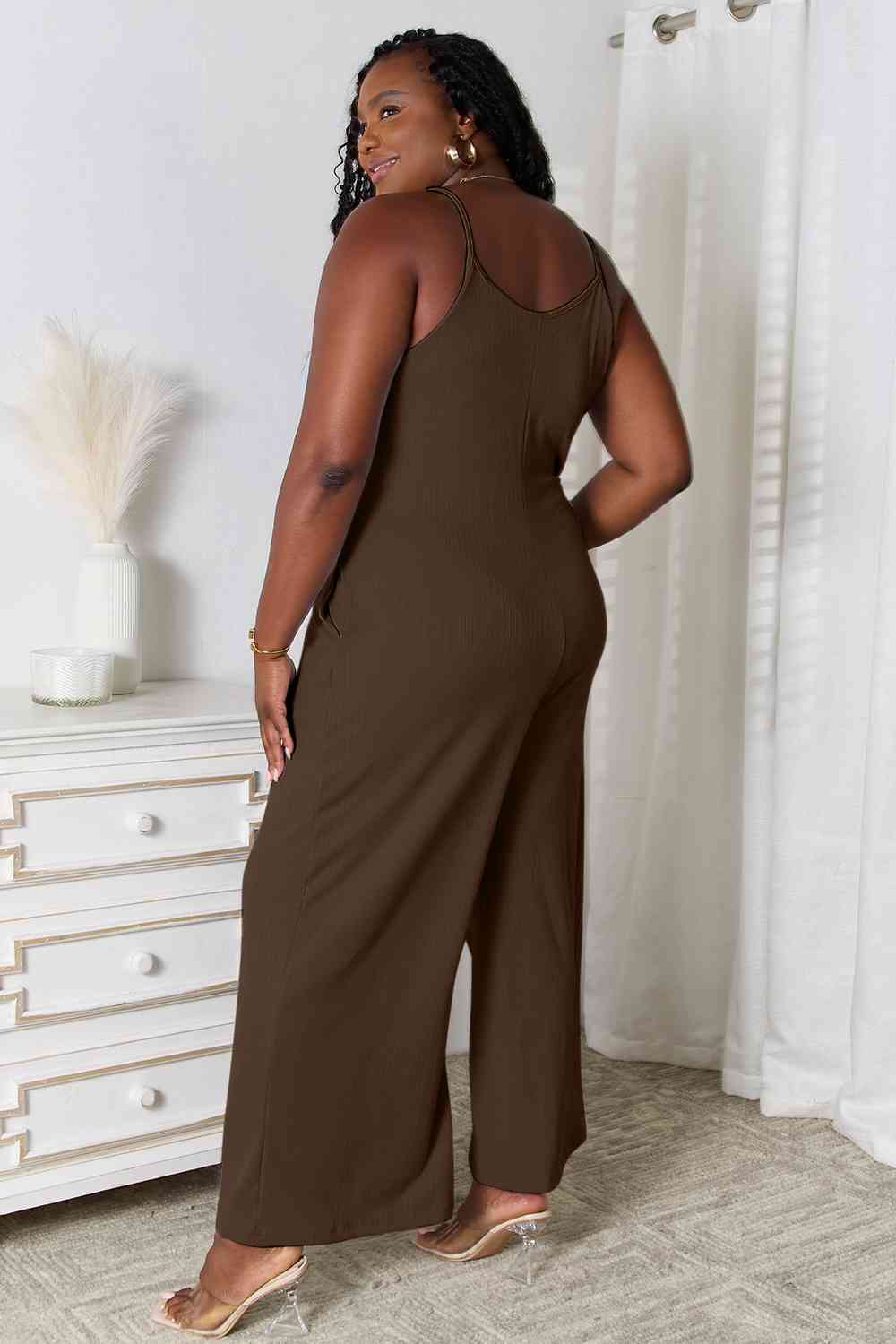 Basic Bae Full Size Spaghetti Strap V-Neck Jumpsuit - Emmie Gray Boutique