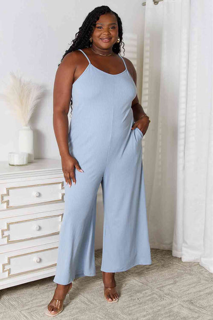 Basic Bae Full Size Spaghetti Strap V-Neck Jumpsuit - Emmie Gray Boutique