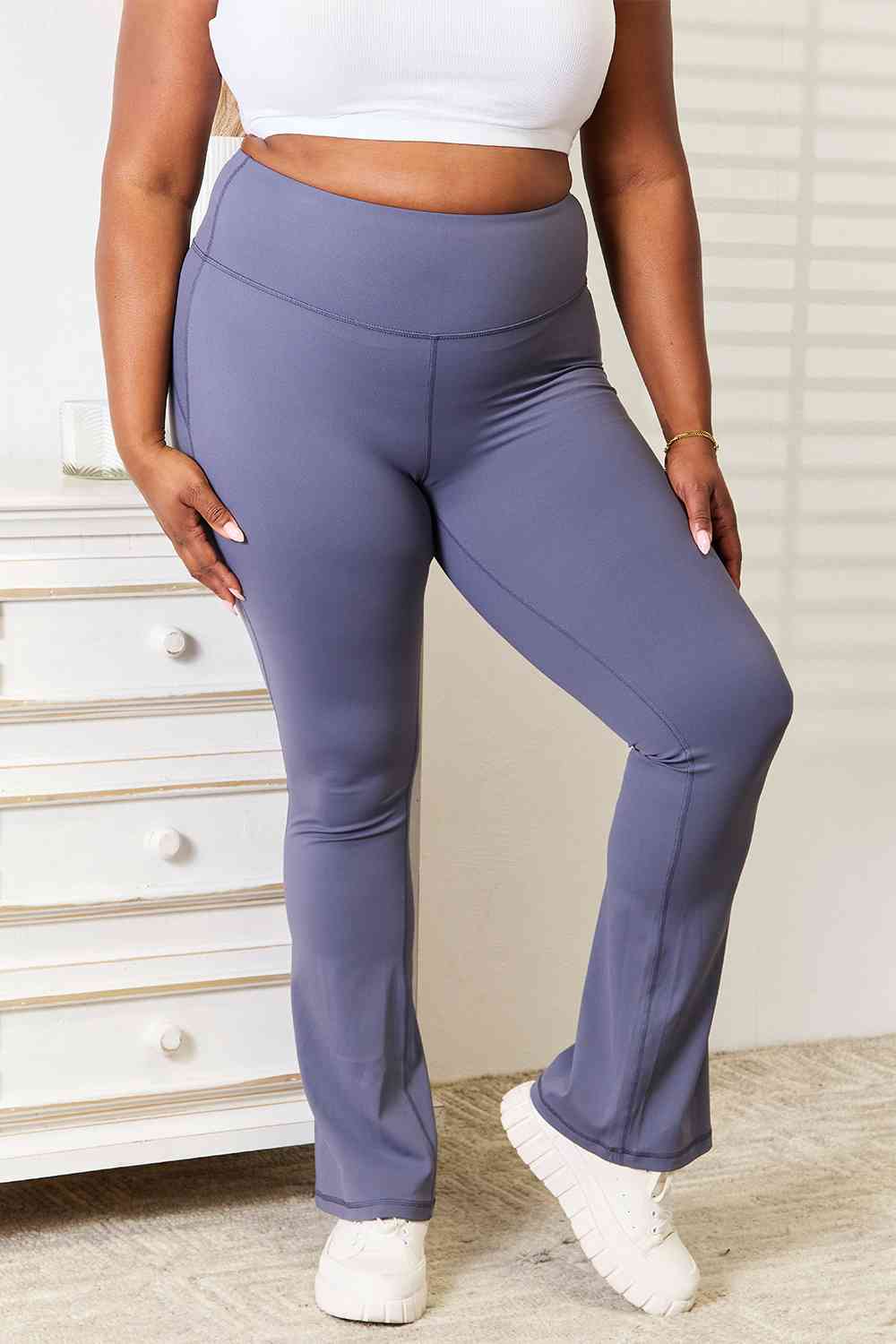 Basic Bae Wide Waistband Bootcut Sports Pants - Emmie Gray Boutique