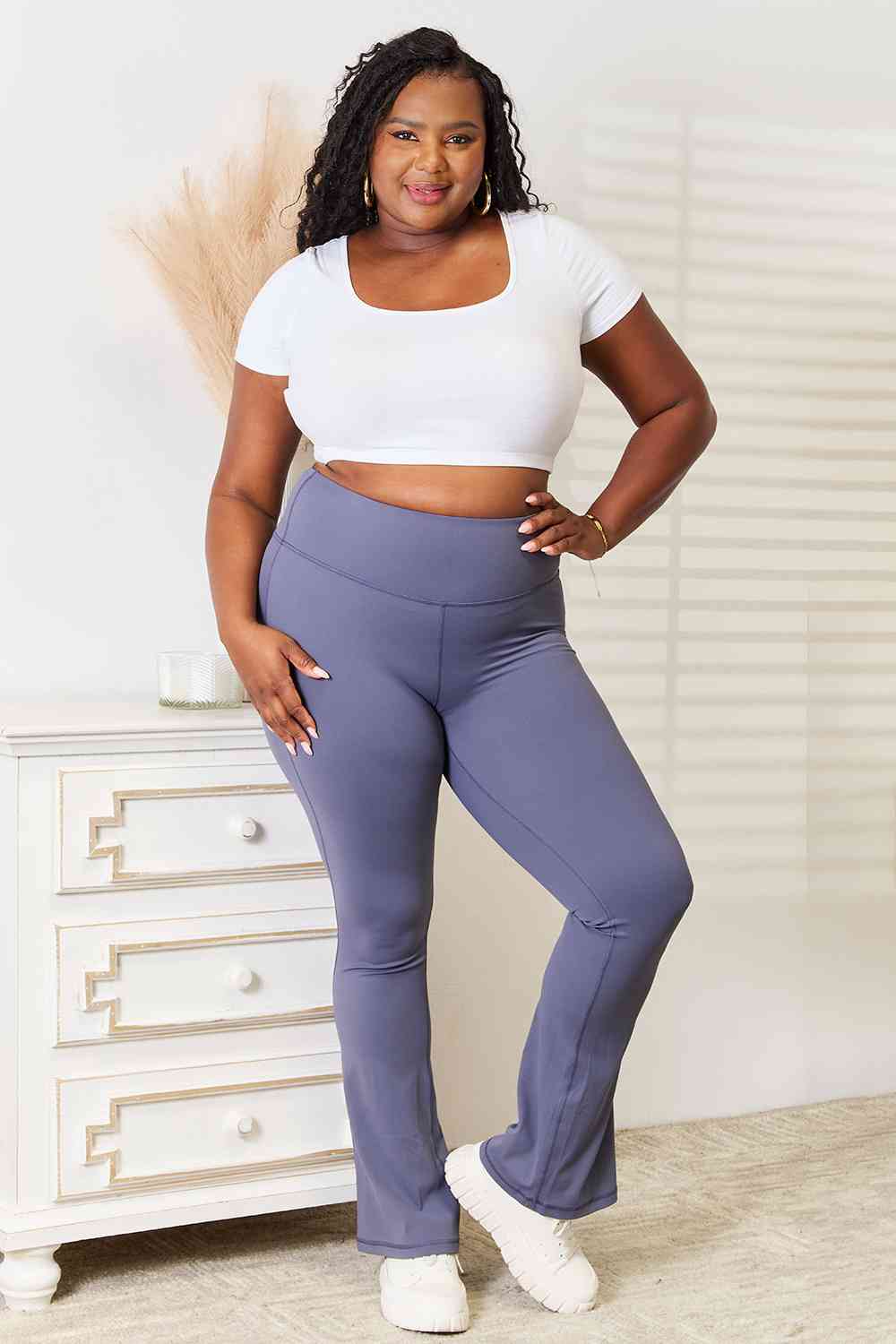 Basic Bae Wide Waistband Bootcut Sports Pants - Emmie Gray Boutique