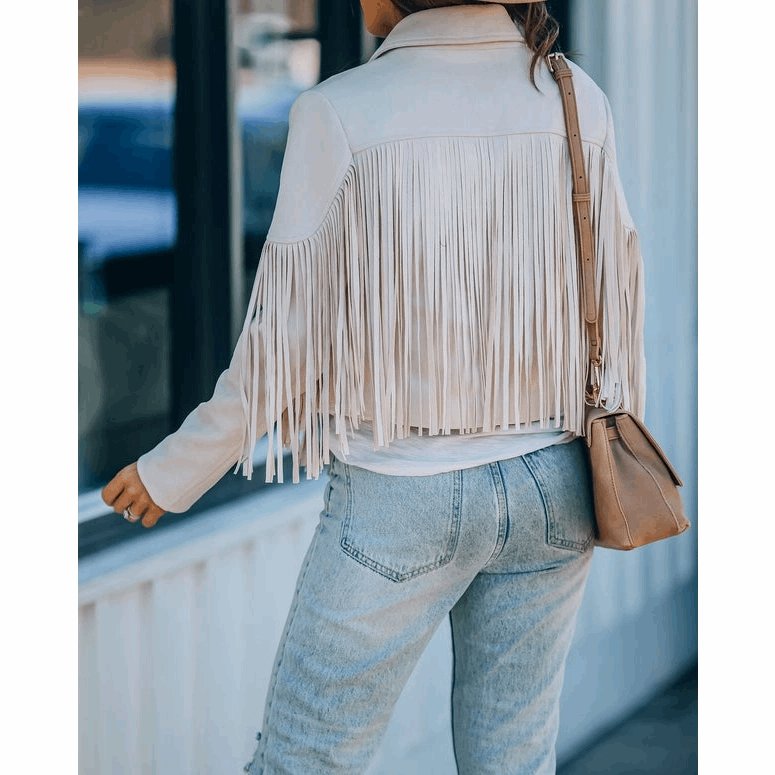 Boho Fringed Faux Suede Moto Jacket - Emmie Gray Boutique