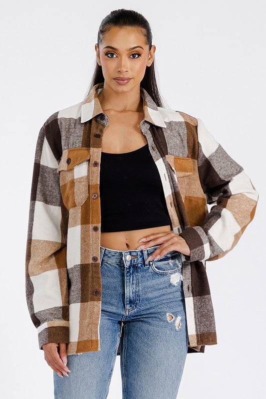 Boyfriend Oversized Soft Flannel Shacket - Emmie Gray Boutique