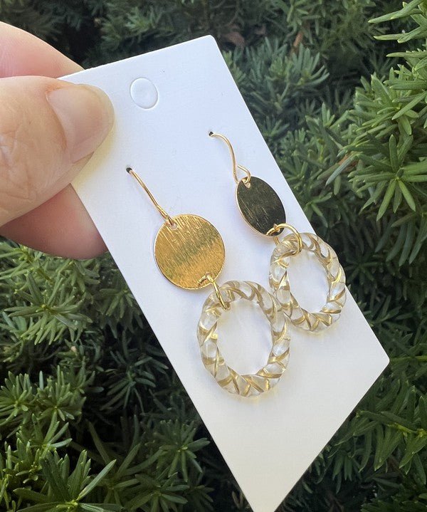 Clear Gold Twist Acrylic Metal Earrings - Emmie Gray Boutique