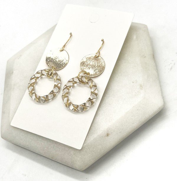 Clear Gold Twist Acrylic Metal Earrings - Emmie Gray Boutique