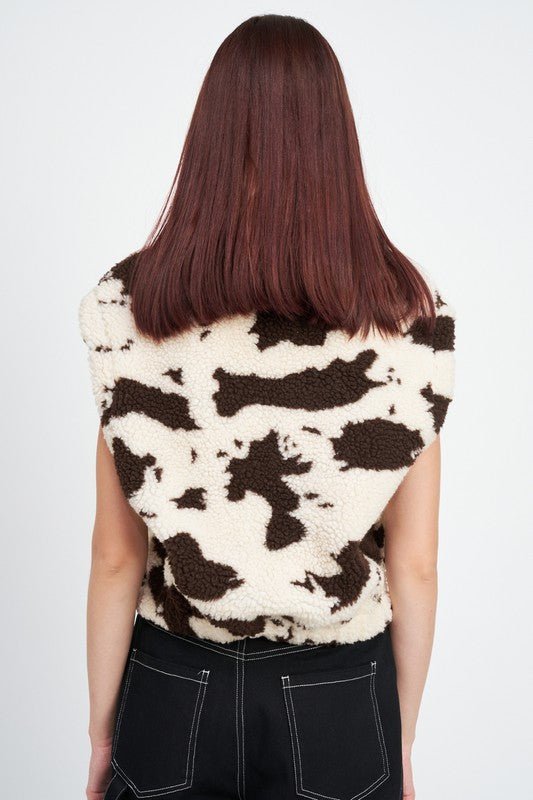 Cow Print Vests with Zipper - Emmie Gray Boutique