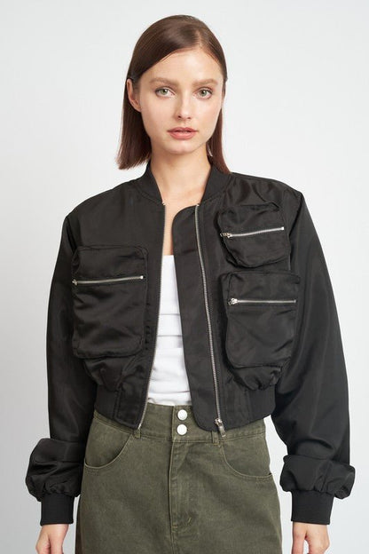 Cropped Bomber Jacket - Emmie Gray Boutique