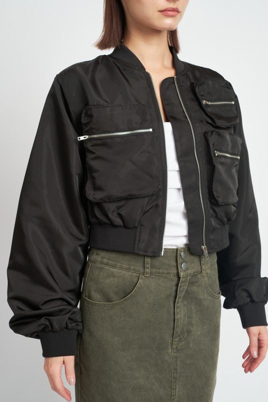 Cropped Bomber Jacket - Emmie Gray Boutique