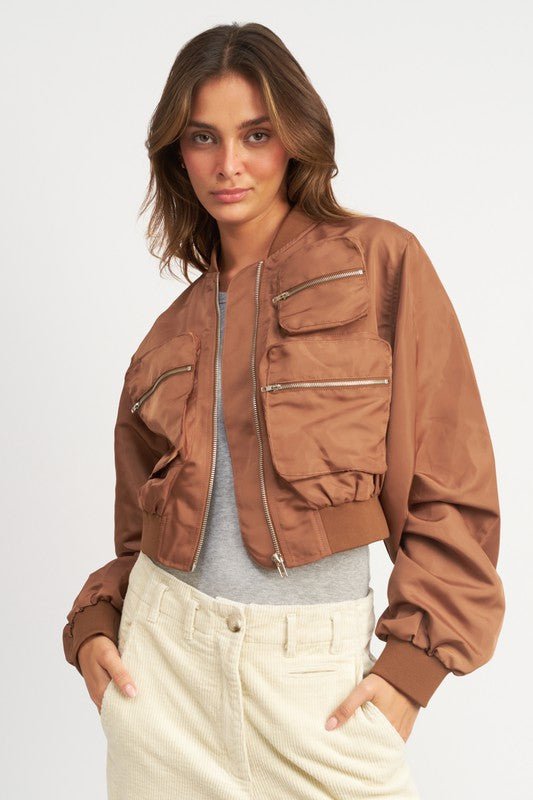 Cropped Bomber Jacket - Emmie Gray Boutique