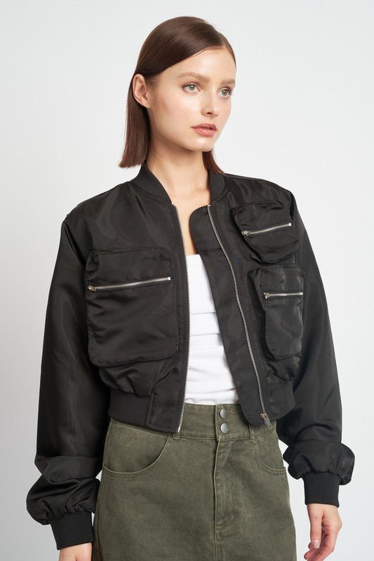 Cropped Bomber Jacket - Emmie Gray Boutique