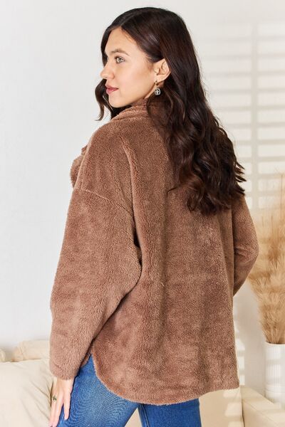 Culture Code Double Breasted Fuzzy Coat - Emmie Gray Boutique