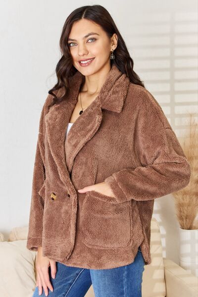 Culture Code Double Breasted Fuzzy Coat - Emmie Gray Boutique