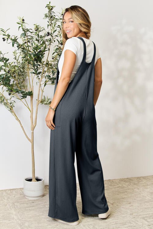 Double Take Full Size Wide Strap Overall with Pockets - Emmie Gray Boutique