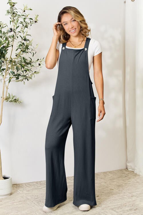 Double Take Full Size Wide Strap Overall with Pockets - Emmie Gray Boutique