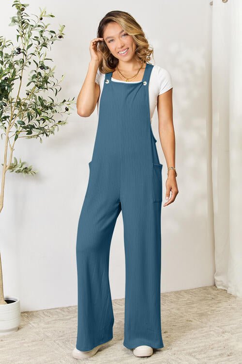 Double Take Full Size Wide Strap Overall with Pockets - Emmie Gray Boutique