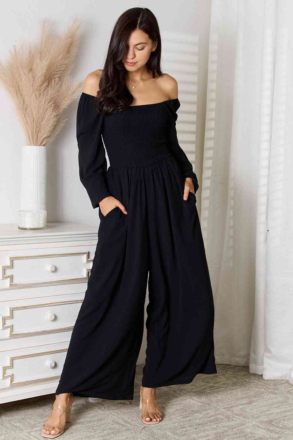 Double Take Square Neck Jumpsuit with Pockets - Emmie Gray Boutique