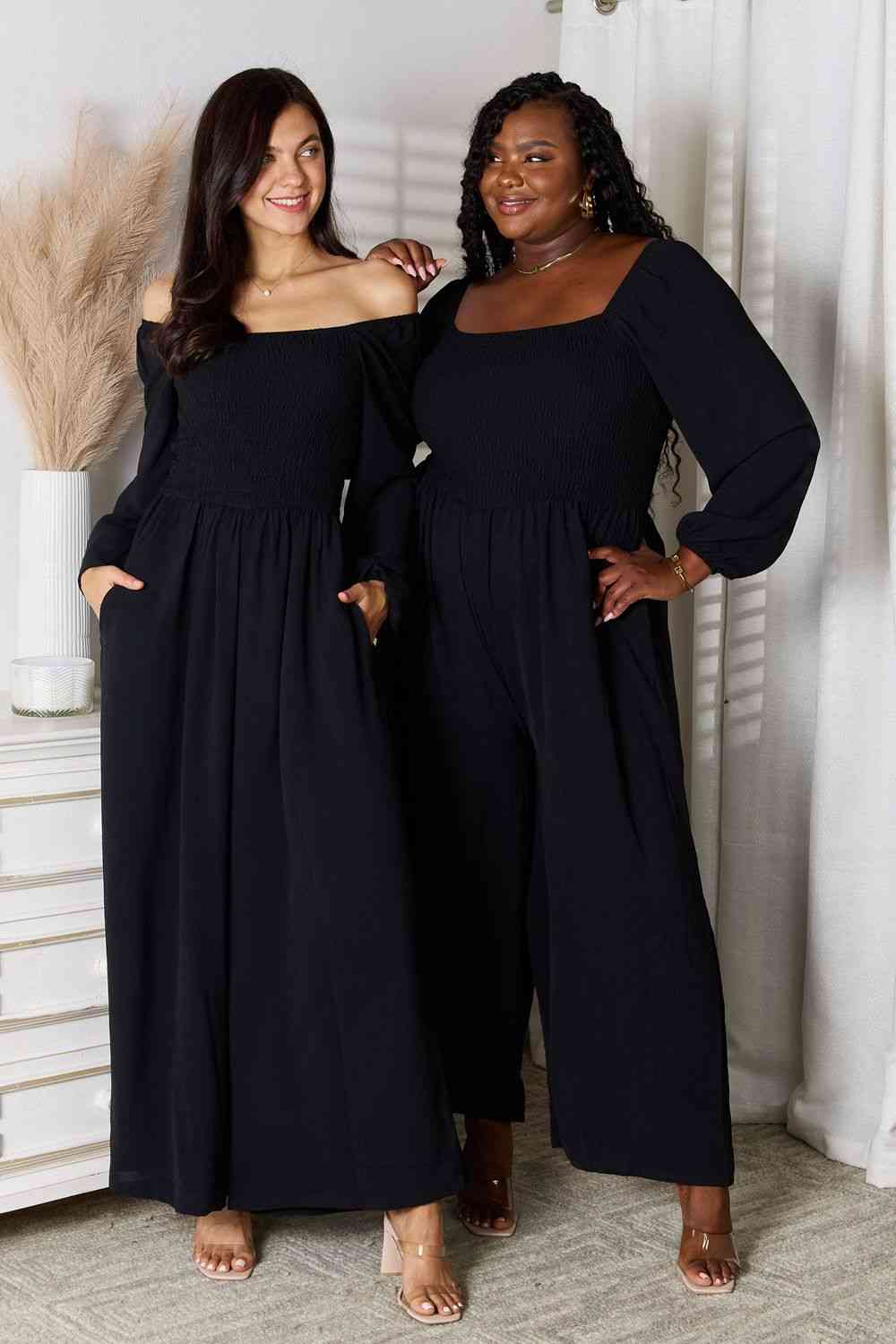 Double Take Square Neck Jumpsuit with Pockets - Emmie Gray Boutique