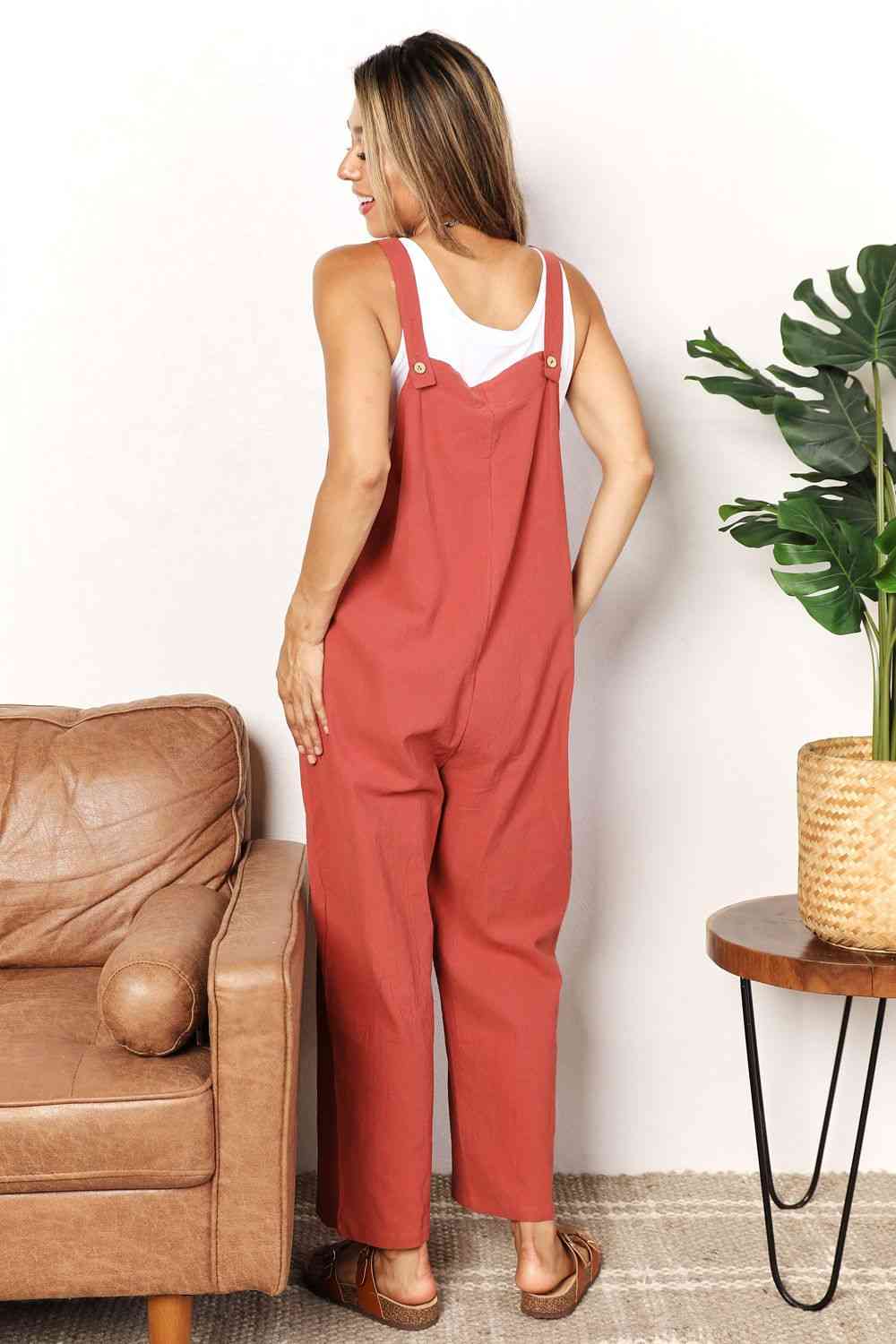 Double Take Wide Leg Overalls with Front Pockets - Emmie Gray Boutique