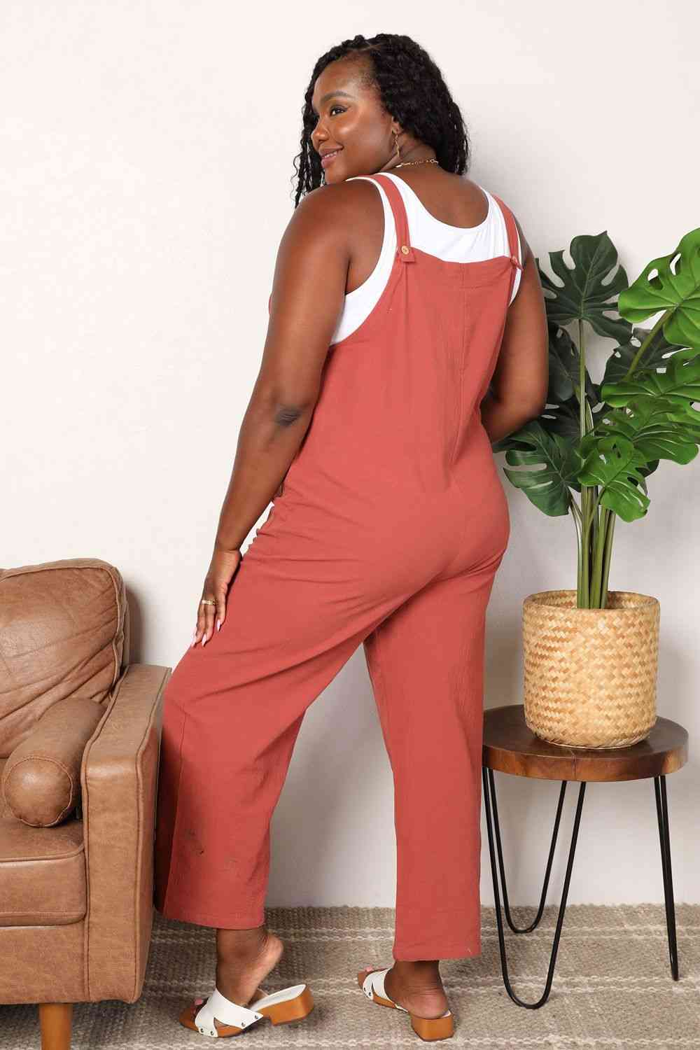 Double Take Wide Leg Overalls with Front Pockets - Emmie Gray Boutique