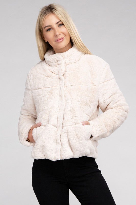 Fluffy Zip-Up Sweater Jacket - Emmie Gray Boutique