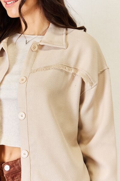 HYFVE Texture Button Down Fray Detail Shacket - Emmie Gray Boutique